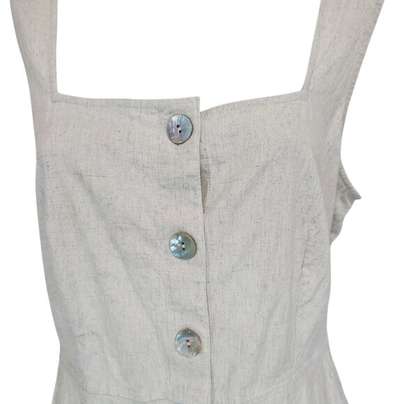 & Other Stories Square Neck Button Down Mini Dress Sleeveless Cream Size 10 - Picture 7 of 10